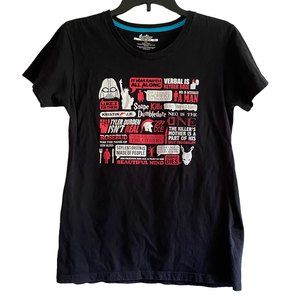 THREADLESS woman's size large L movie spoilers graphic tee shirt top